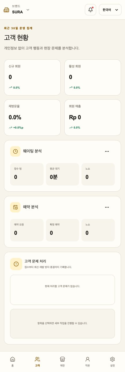 고객 관련 실제 화면